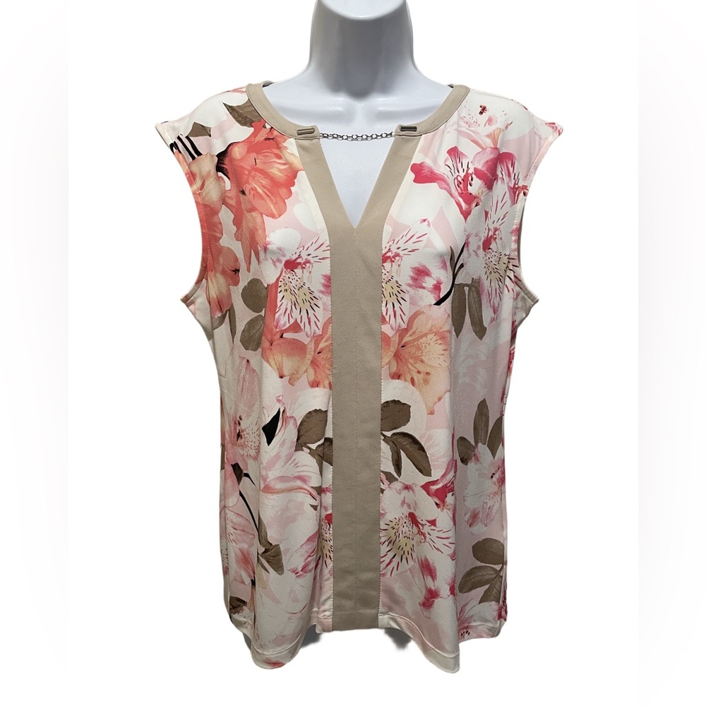 Calvin Klein sleeveless floral blouse. Size M.